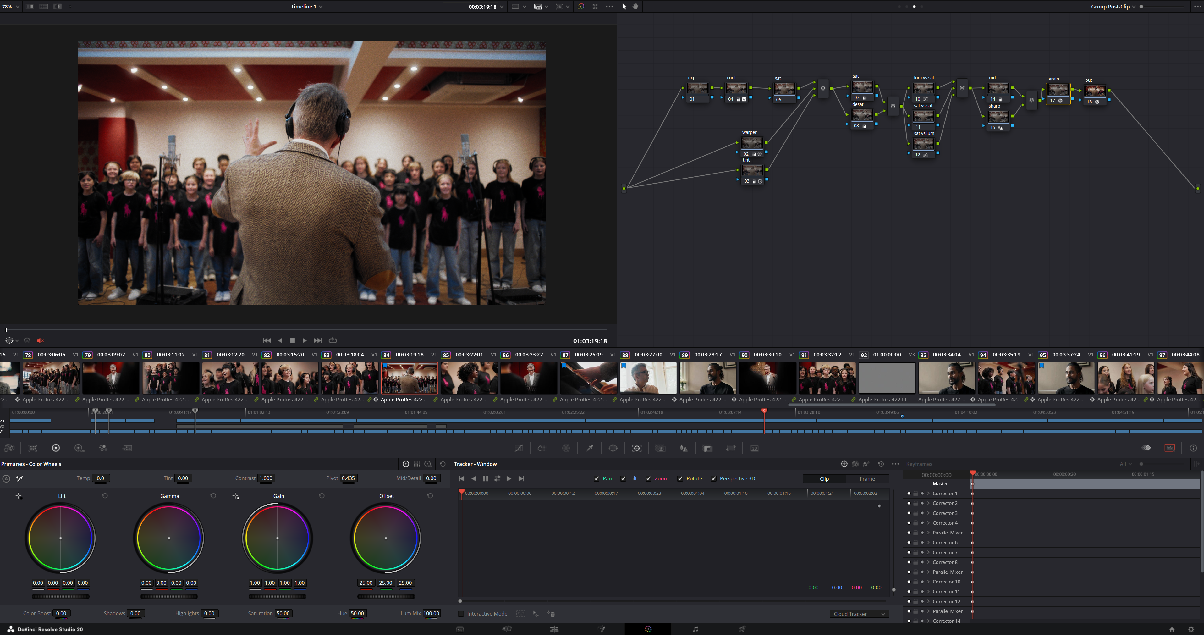 DaVinci Resolve view for this grade